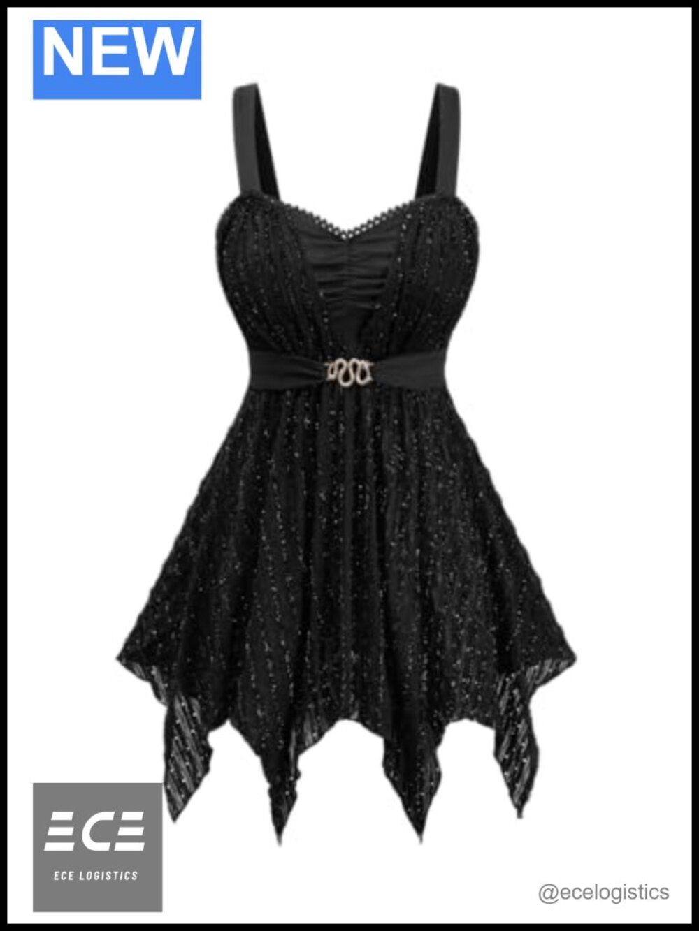 Sleeveless Glitter Handkerchief Hem Tank Top Plus Size